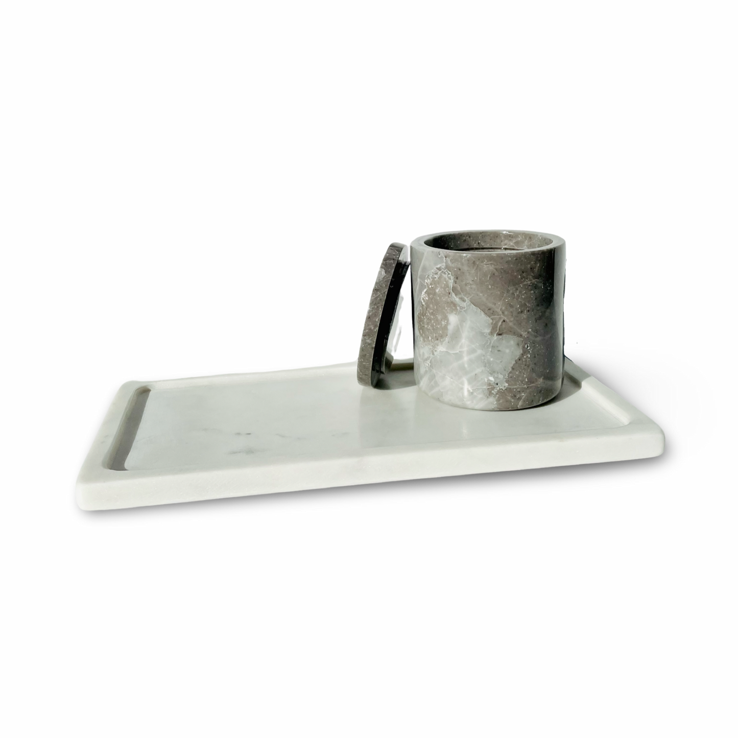 Natural Marble Candle Vessel & Tray Set